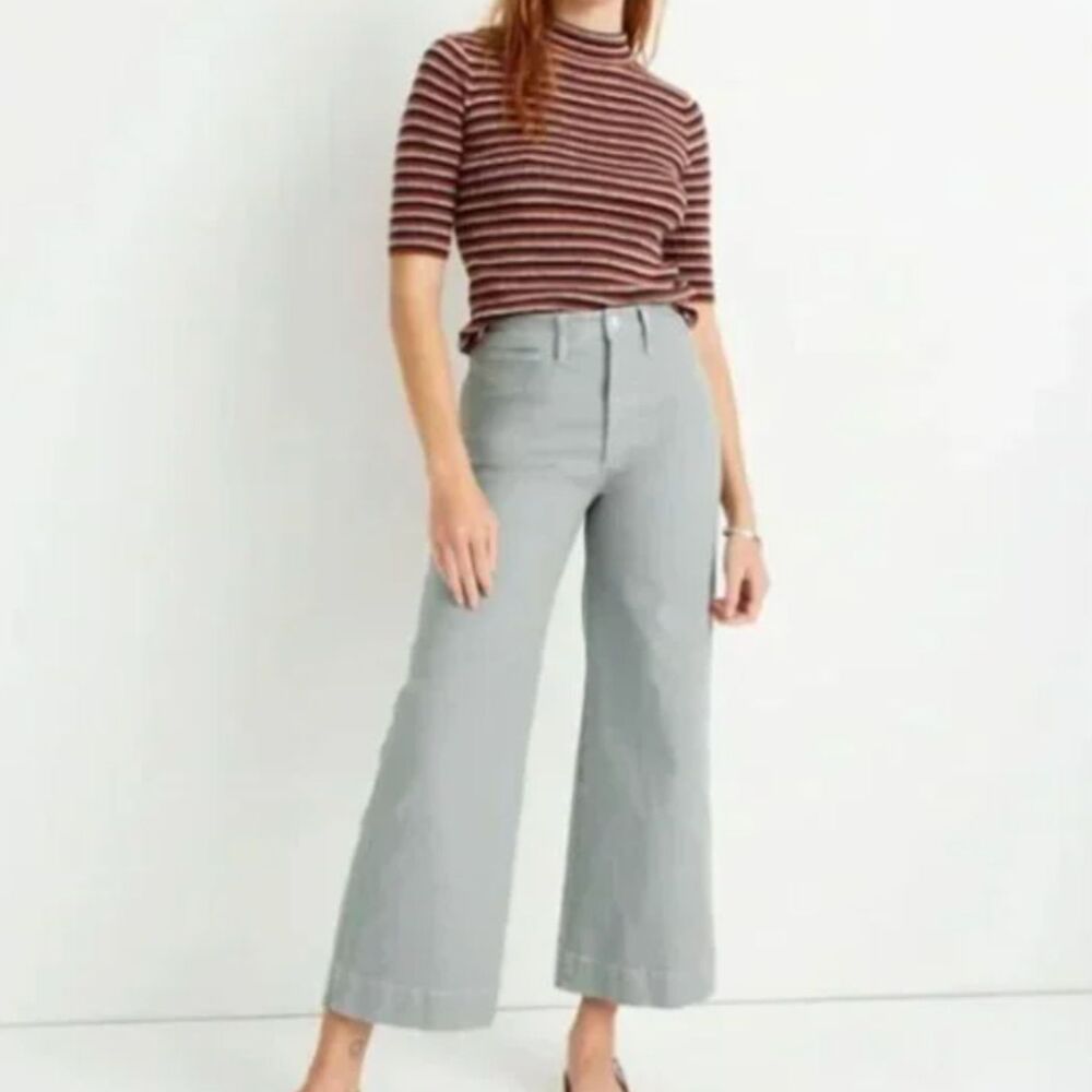 Madewell Light Gray Wide-Leg High-Rise Pants
